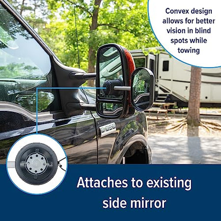 Camco Camco Tow-N-See Mirror | Features Quick and Simple Installation & Attaches to Existing Side Mirror |