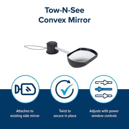 Camco Camco Tow-N-See Mirror | Features Quick and Simple Installation & Attaches to Existing Side Mirror |
