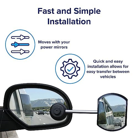 Camco Camco Tow-N-See Mirror | Features Quick and Simple Installation & Attaches to Existing Side Mirror |
