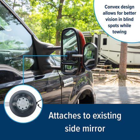 Camco Camco Tow-N-See Mirror | Features Quick and Simple Installation & Attaches to Existing Side Mirror |