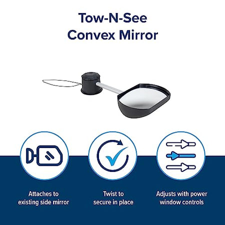 Camco Camco Tow-N-See Mirror | Features Quick and Simple Installation & Attaches to Existing Side Mirror |
