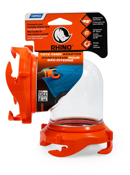 CAMCO 39485 Rhino 90-Degree RV Tote Tank Adapter - Features Clear Low-Profile 9... RV & Camper