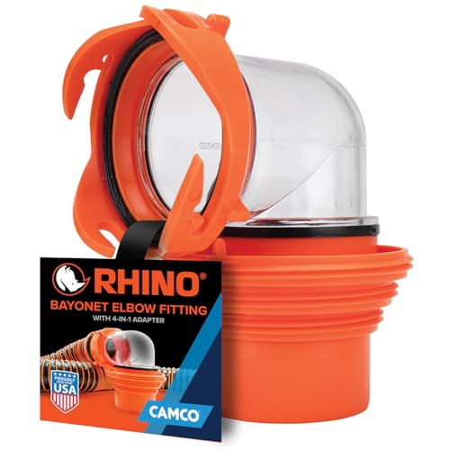 CAMCO 39736 RhinoFlex Clear RV Sewer Hose Elbow with 4-in-1 Adapter - Features ... RV & Camper