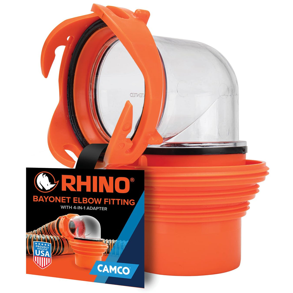 CAMCO 39736 RhinoFlex Clear RV Sewer Hose Elbow with 4-in-1 Adapter - Features ... RV & Camper