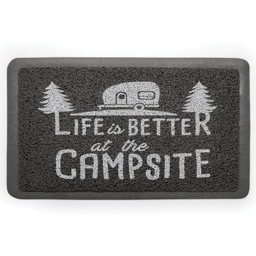 CAMCO 53200-A Life is Better at The Campsite Scrub Mat - 26.5 by 15 - Non-Slip Ba...