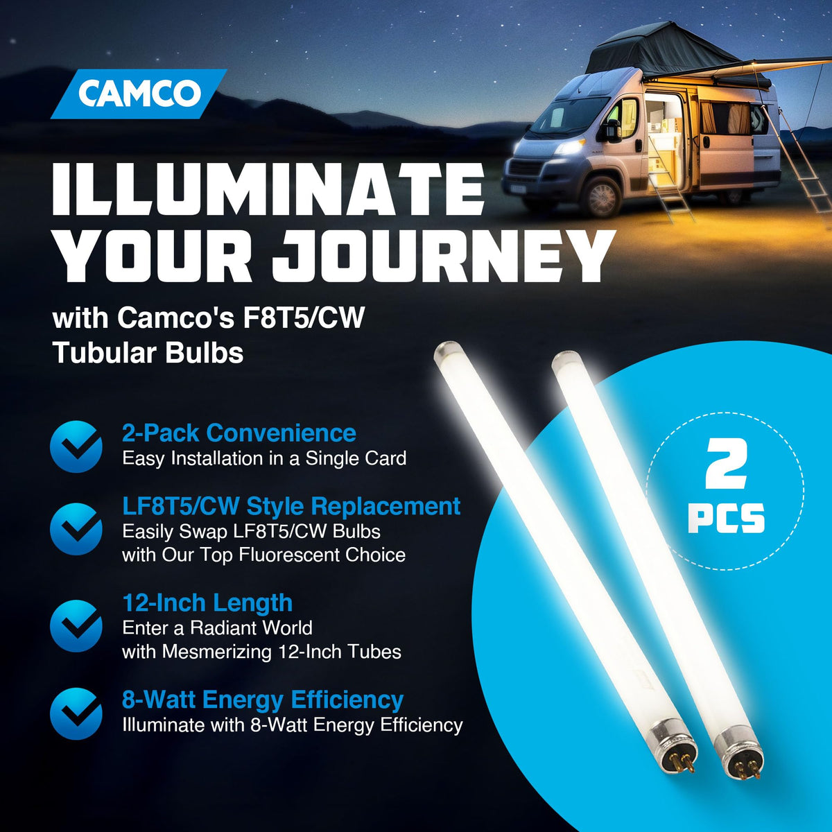 CAMCO 54880 12' FLUR TUBE LF8T5/CW 8W