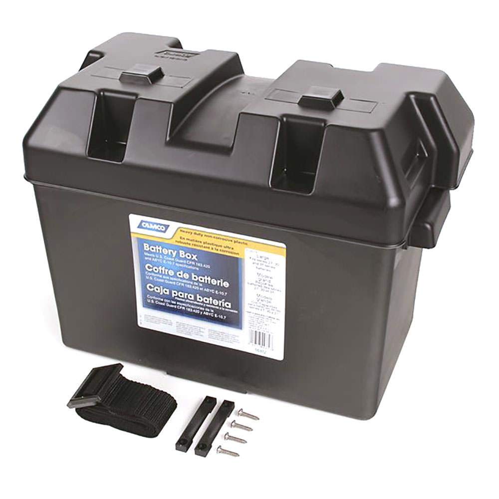 CAMCO 55372 Large Battery Box with Straps and Hardware - Group 27, 30, 31 |Safe...