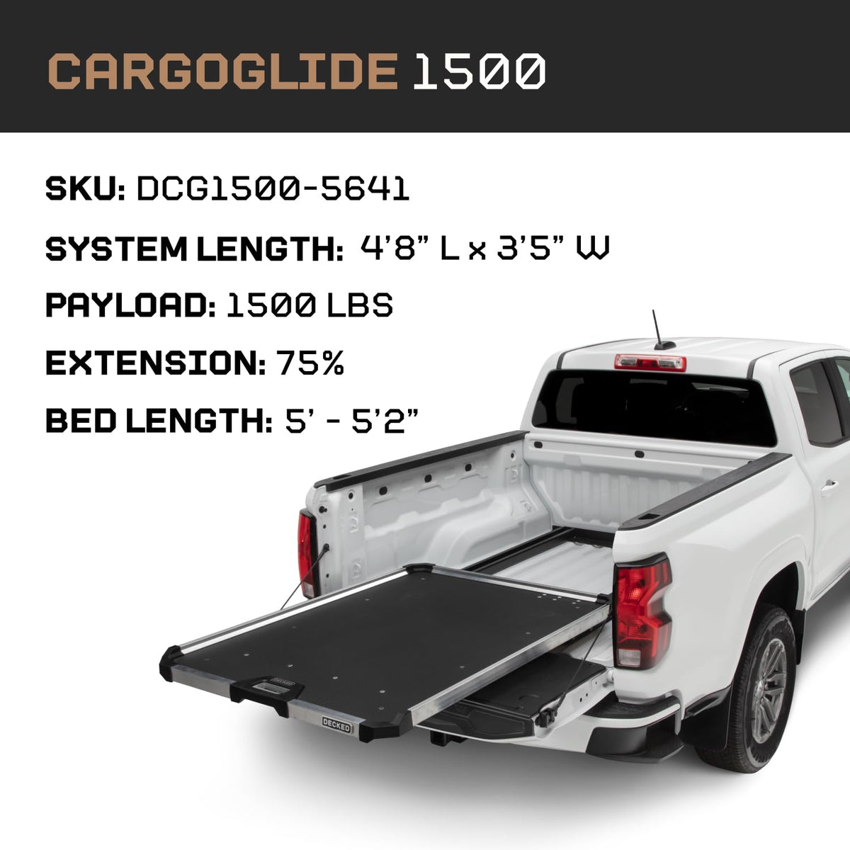 CARGOGLIDE DCG1500-5641 Truck Bed Slide – 1500 lb Capacity, 75% Extension – Heavy-Duty Pick...