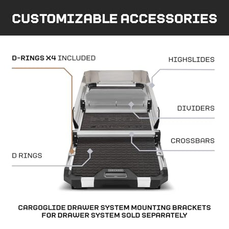 CARGOGLIDE DCG600-5224 Decked Truck Bed Slide Compatible with  600/75% / 24 W / 52 L for M...