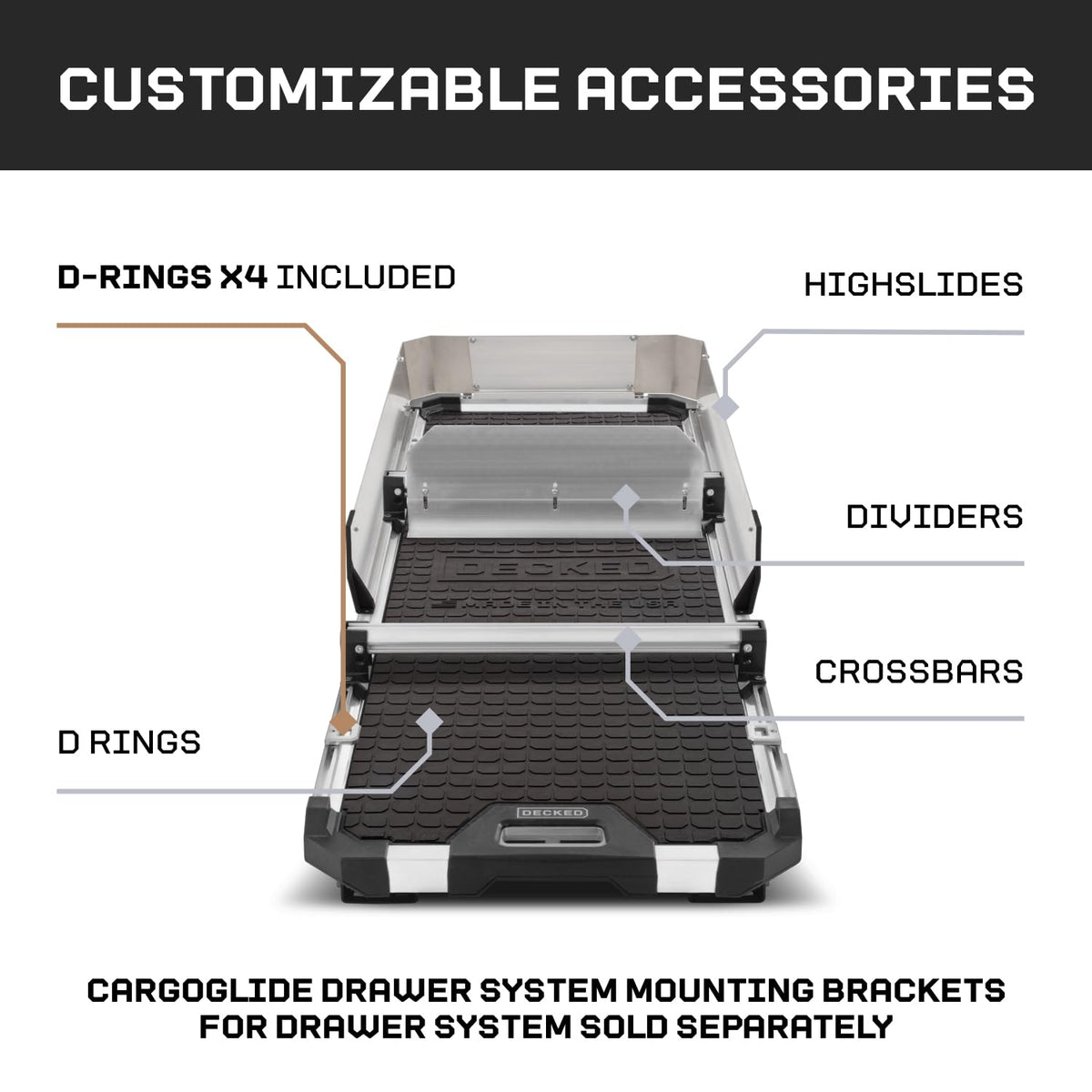 CARGOGLIDE DCG600-5224 Decked Truck Bed Slide Compatible with  600/75% / 24 W / 52 L for M...