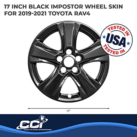 COAST2COAST IWCIMP434BLK Impostor Wheel Covers Fits Toyota RAV4 2019-2025 Set of 4 Wheel Ski...