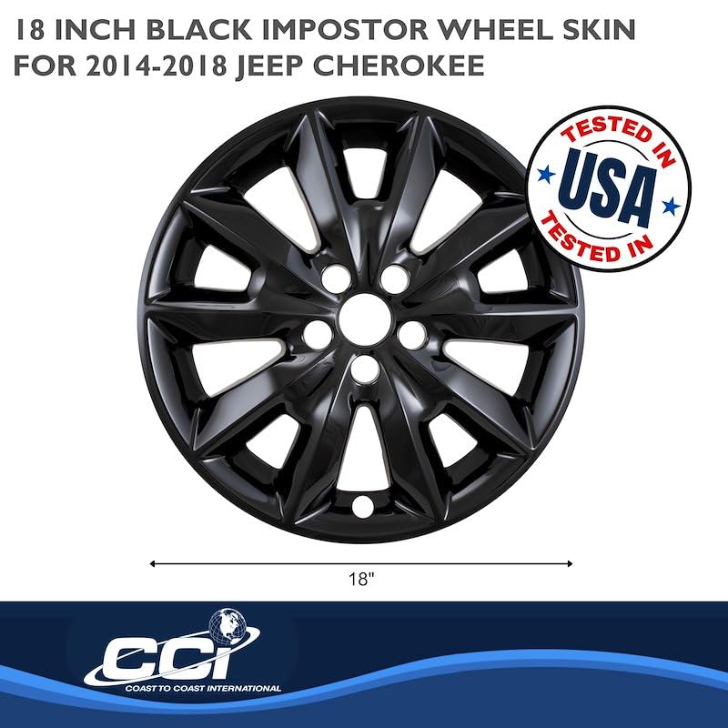 COAST2COAST IWCIMP481BLK Wheel Skin Fits Jeep Cherokee Limited 2014-2018 Set of 4 W...