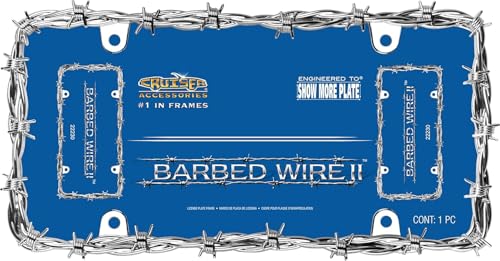 CRUISER 22230 Accessories Barbed Wire II License Plate Frame, Chrome Engine & Performance