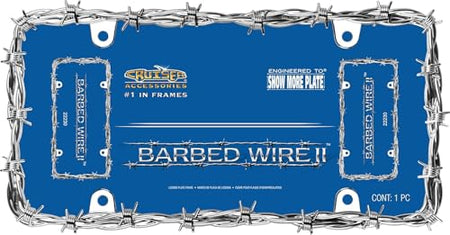 CRUISER 22230 Accessories Barbed Wire II License Plate Frame, Chrome Engine & Performance