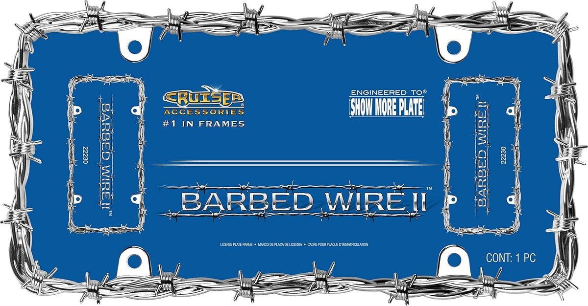 CRUISER 22230 Accessories Barbed Wire II License Plate Frame, Chrome Engine & Performance