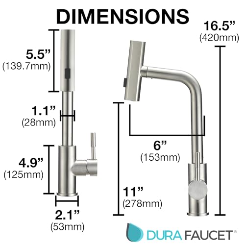 Dura Faucet Dura Faucet (DF-MK511X-SN) Rainfall RV Kitchen Faucet – Satin Nickel, Dual-Mode Rotating Spray