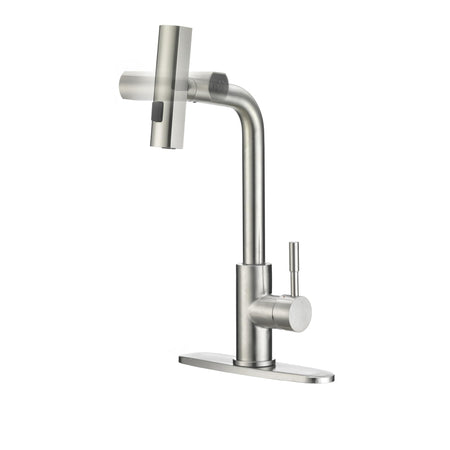 Dura Faucet Dura Faucet (DF-MK511X-SN) Rainfall RV Kitchen Faucet – Satin Nickel, Dual-Mode Rotating Spray