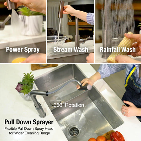 Dura Faucet Dura Faucet (DF-MK511X-SN) Rainfall RV Kitchen Faucet – Satin Nickel, Dual-Mode Rotating Spray
