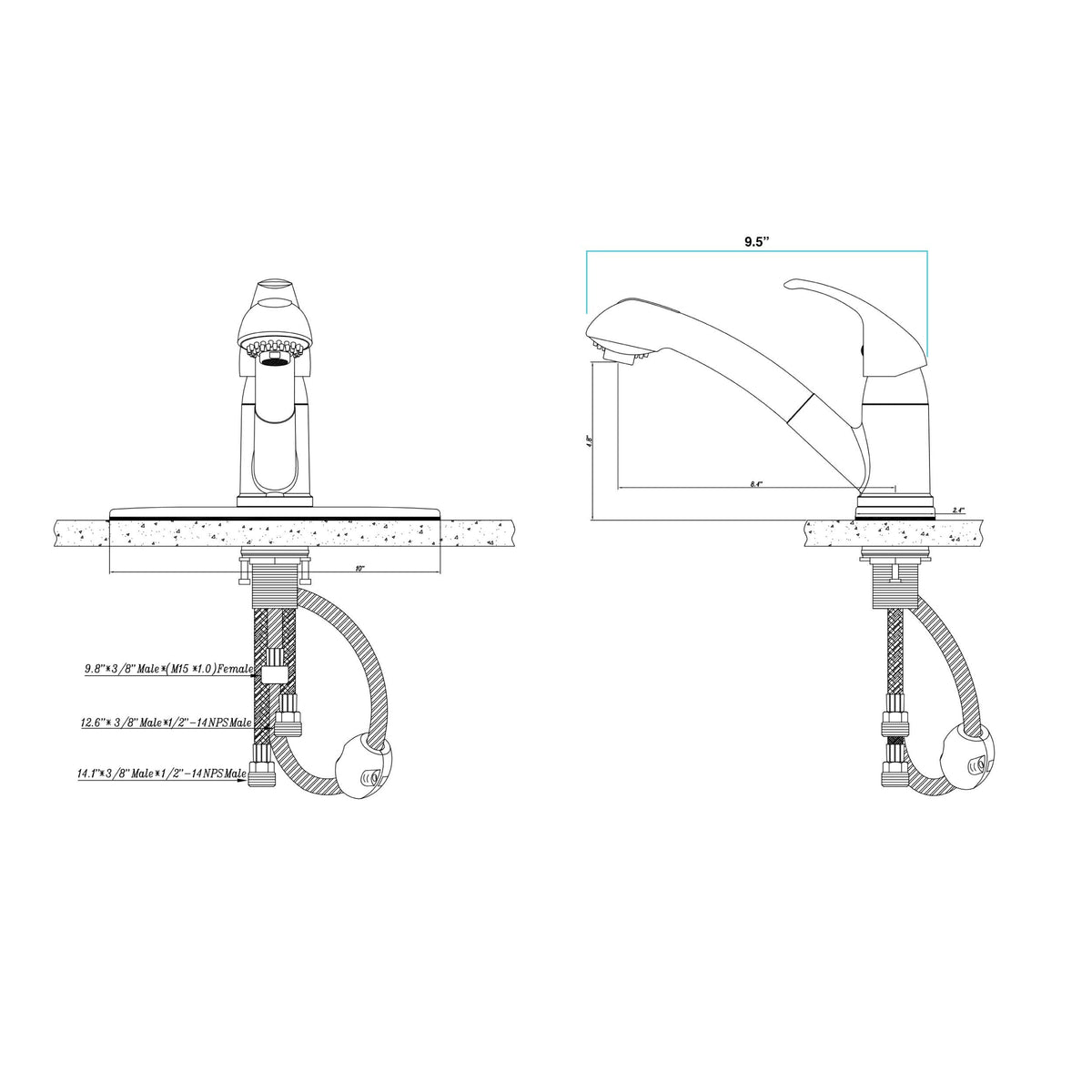 DURA FAUCET DF-NMK852-SN RV Pull-Out Swivel Kitchen Faucet (Satin Nickel) RV & Camper