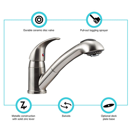 DURA FAUCET DFNMK852SN RV KITCHEN FAUCET NICKEL
