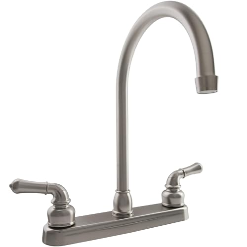 DURA FAUCET DFPK330HC DF-PK330HC-SN RV J-Spout Kitchen Sink Faucet (Satin Nickel) RV & Camper