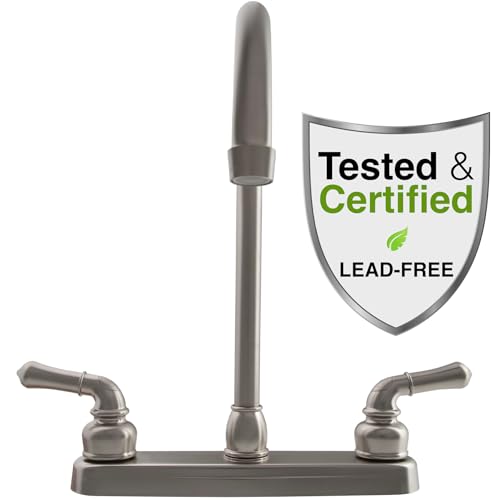 DURA FAUCET DFPK330HC DF-PK330HC-SN RV J-Spout Kitchen Sink Faucet (Satin Nickel) RV & Camper