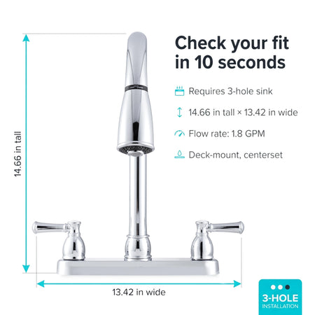 DURA FAUCET DFPK350LCP NON-METALLIC DUAL LEVER