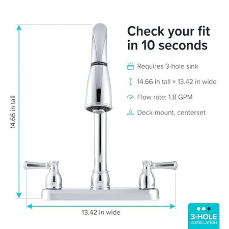 DURA FAUCET DF-PK350L-CP RV Pull-Down Kitchen Sink Faucet, Plastic (Chrome) RV & Camper