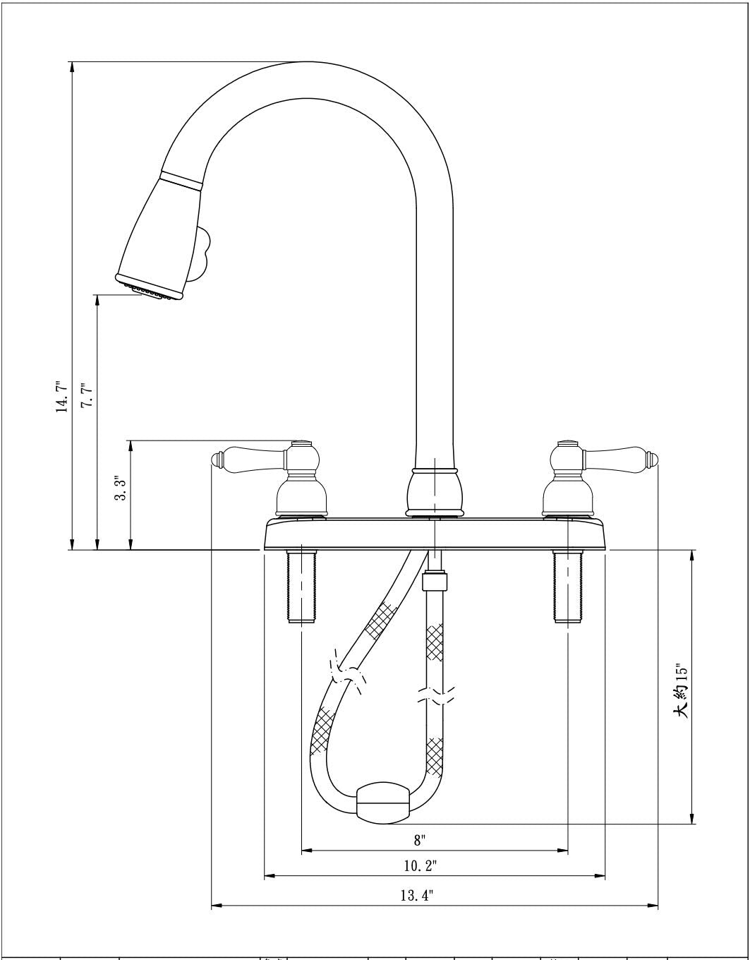 DURA FAUCET DF-PK350L-CP RV Pull-Down Kitchen Sink Faucet, Plastic (Chrome) RV & Camper