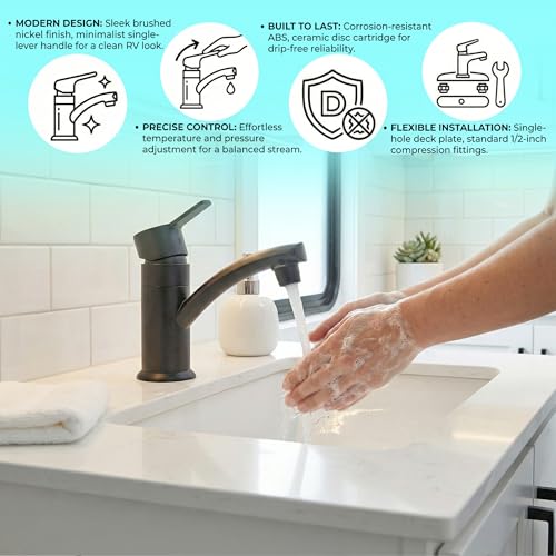 DURA FAUCET DF-PL200M-MB RV Single Lever Lavatory Sink Faucet (Matte Black) RV & Camper