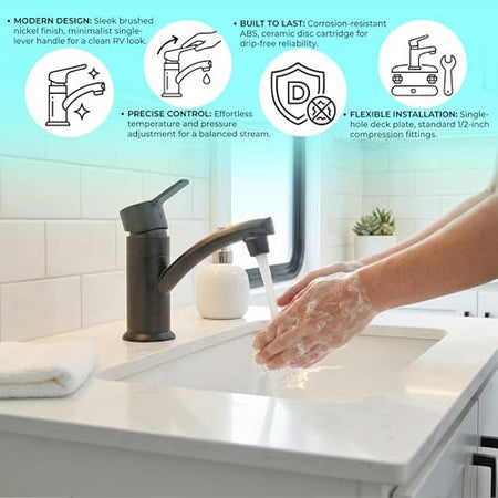 DURA FAUCET DF-PL200M-MB RV Single Lever Lavatory Sink Faucet (Matte Black) RV & Camper