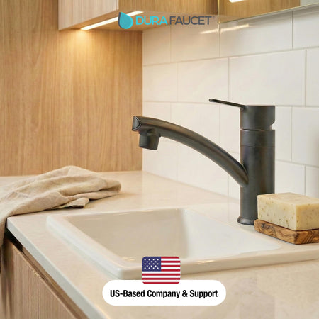 DURA FAUCET DF-PL200M-MB RV Single Lever Lavatory Sink Faucet (Matte Black) RV & Camper