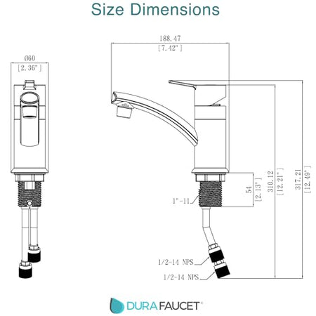 DURA FAUCET DF-PL200M-MB RV Single Lever Lavatory Sink Faucet (Matte Black) RV & Camper