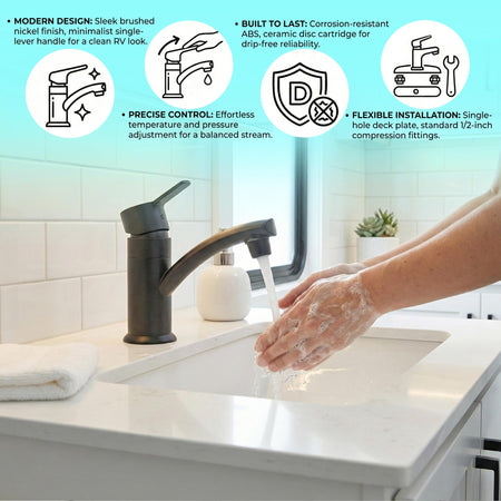 DURA FAUCET DFPL200MMB MODERN SINGLE LEVER CENTERSET RV LA