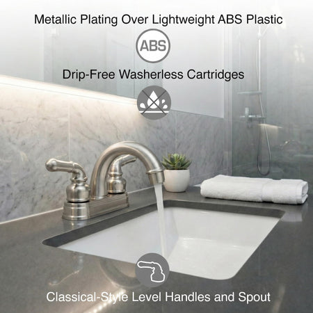 DURA FAUCET DF-PL620C-SN RV Bathroom Sink Faucet 2-Lever (Satin Nickel) RV & Camper