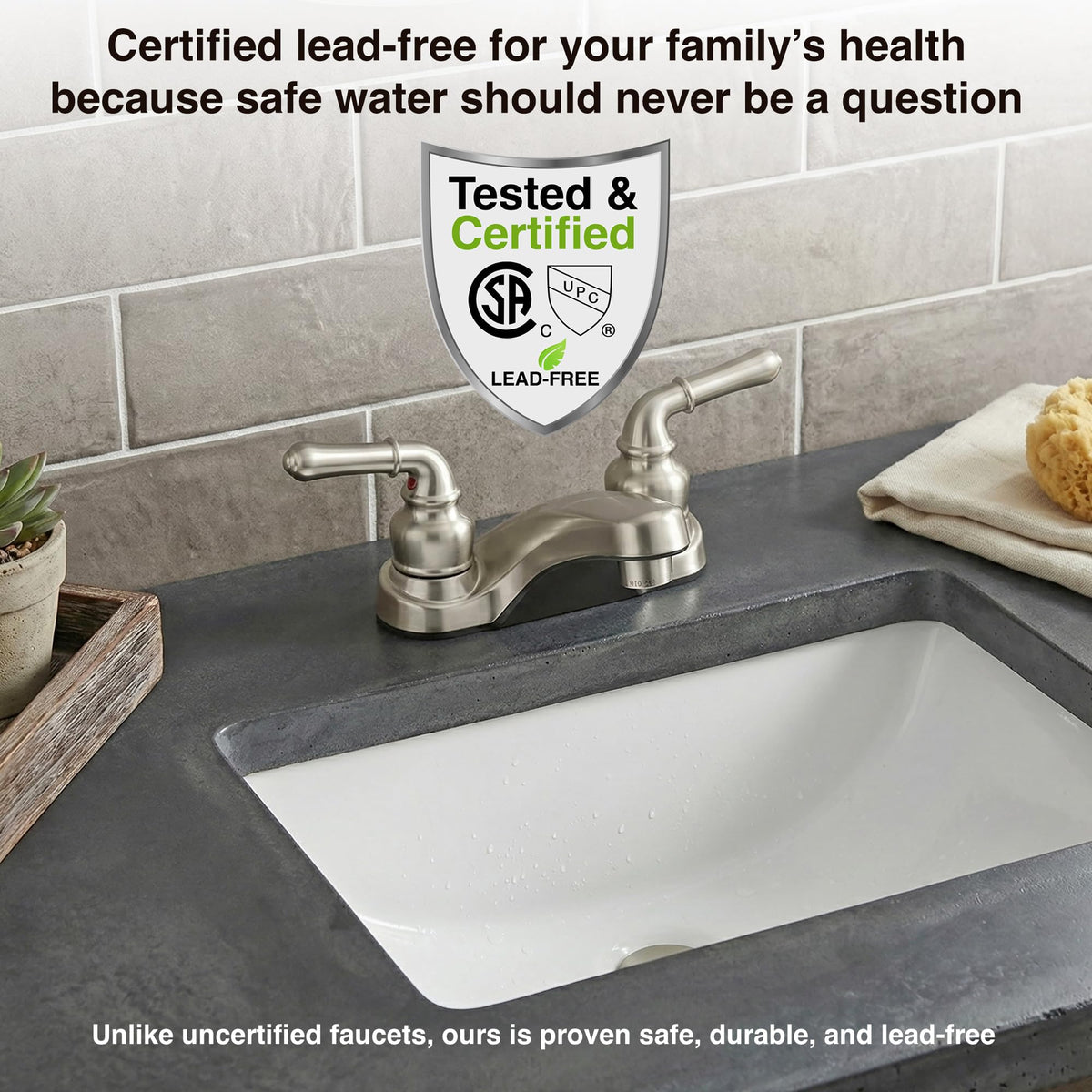 DURA FAUCET DFPL700CSN DF-PL700C-SN RV Two Handle Bathroom Sink Faucet (Satin Nickel) RV & Camper