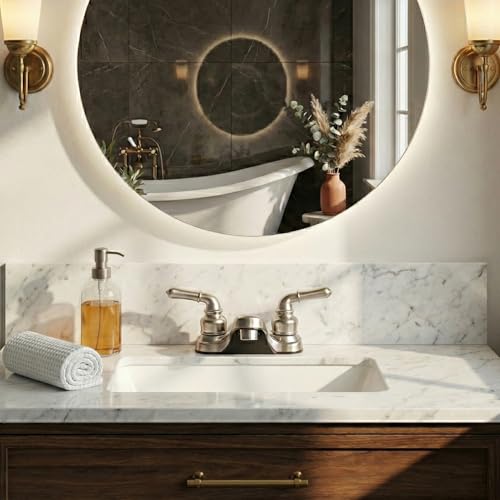 DURA FAUCET DFPL700CSN DF-PL700C-SN RV Two Handle Bathroom Sink Faucet (Satin Nickel) RV & Camper