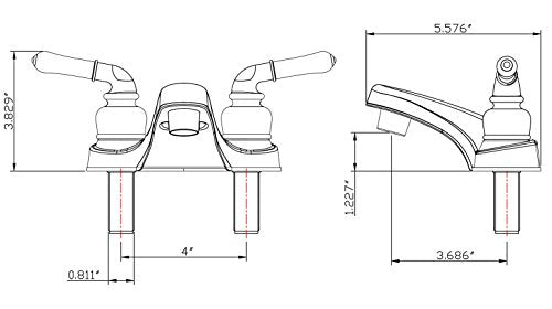 DURA FAUCET DFPL700CSN DF-PL700C-SN RV Two Handle Bathroom Sink Faucet (Satin Nickel) RV & Camper