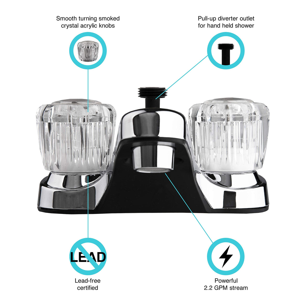 DURA FAUCET DFPL720ACP LAV W/ DIVERTERCRM POL