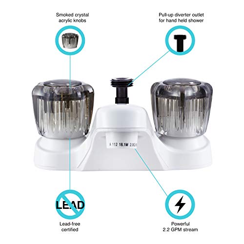 DURA FAUCET DFPL720SWT DF-PL720S-WT RV Bathroom Sink Faucet Shower Diverter (White) RV & Camper