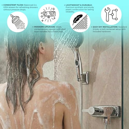 Dura Faucet Dura Faucet (DF-SA100M-CP) Modern RV Shower Faucet Valve Diverter – Chrome, Dual Lever Handles,