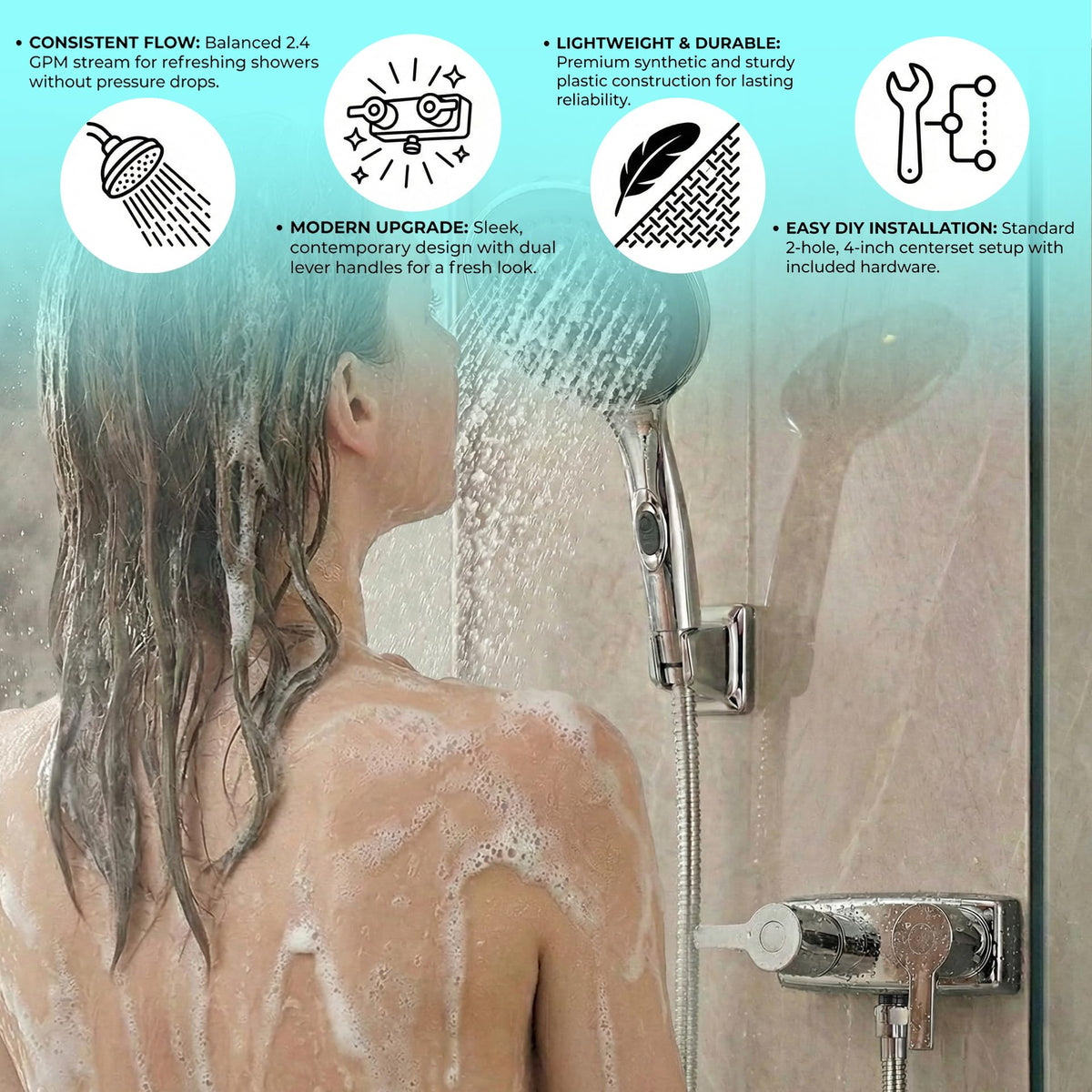 Dura Faucet Dura Faucet (DF-SA100M-CP) Modern RV Shower Faucet Valve Diverter – Chrome, Dual Lever Handles,
