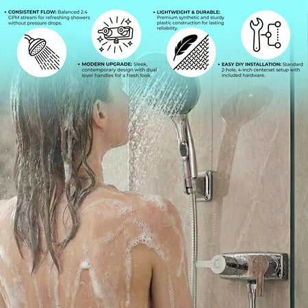 Dura Faucet Dura Faucet (DF-SA100M-CP) Modern RV Shower Faucet Valve Diverter – Chrome, Dual Lever Handles,