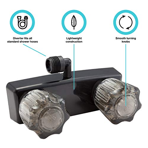 DURA FAUCET DF-SA100S1-BK RV Shower Valve Diverter for Exterior Box (Black) RV & Camper