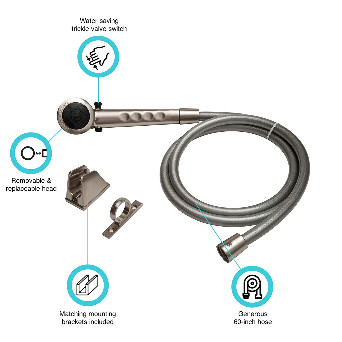 DURA FAUCET DFSA130SN SHW HEAD & HOSEBSN