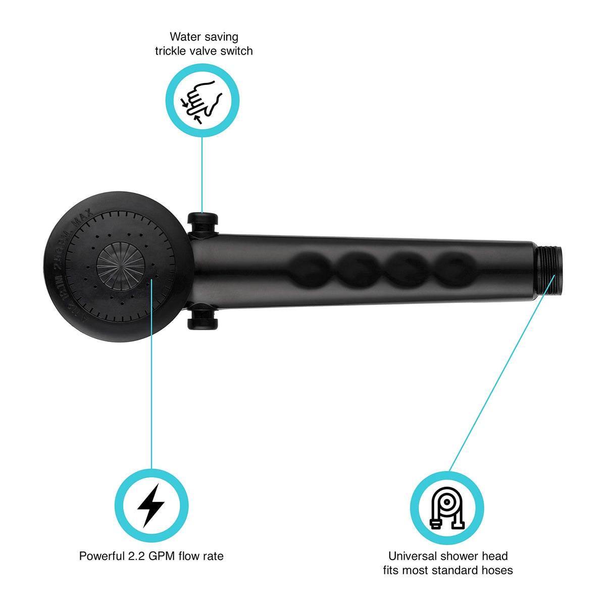 DURA FAUCET DFSA135BK HAND HELD SHOWER WAND BLK