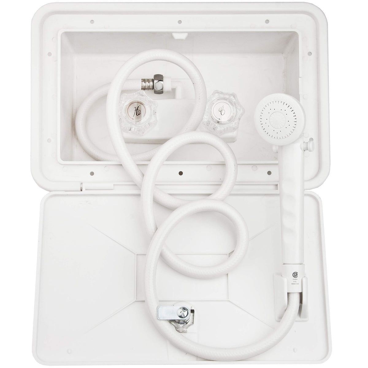 DURA FAUCET DFSA170WT DF-SA170-WT RV Exterior Shower Box Kit Lockable (White) RV & Camper