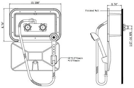 DURA FAUCET DFSA170WT DF-SA170-WT RV Exterior Shower Box Kit Lockable (White) RV & Camper