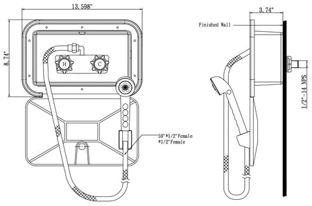 DURA FAUCET DFSA170WT DF-SA170-WT RV Exterior Shower Box Kit Lockable (White) RV & Camper