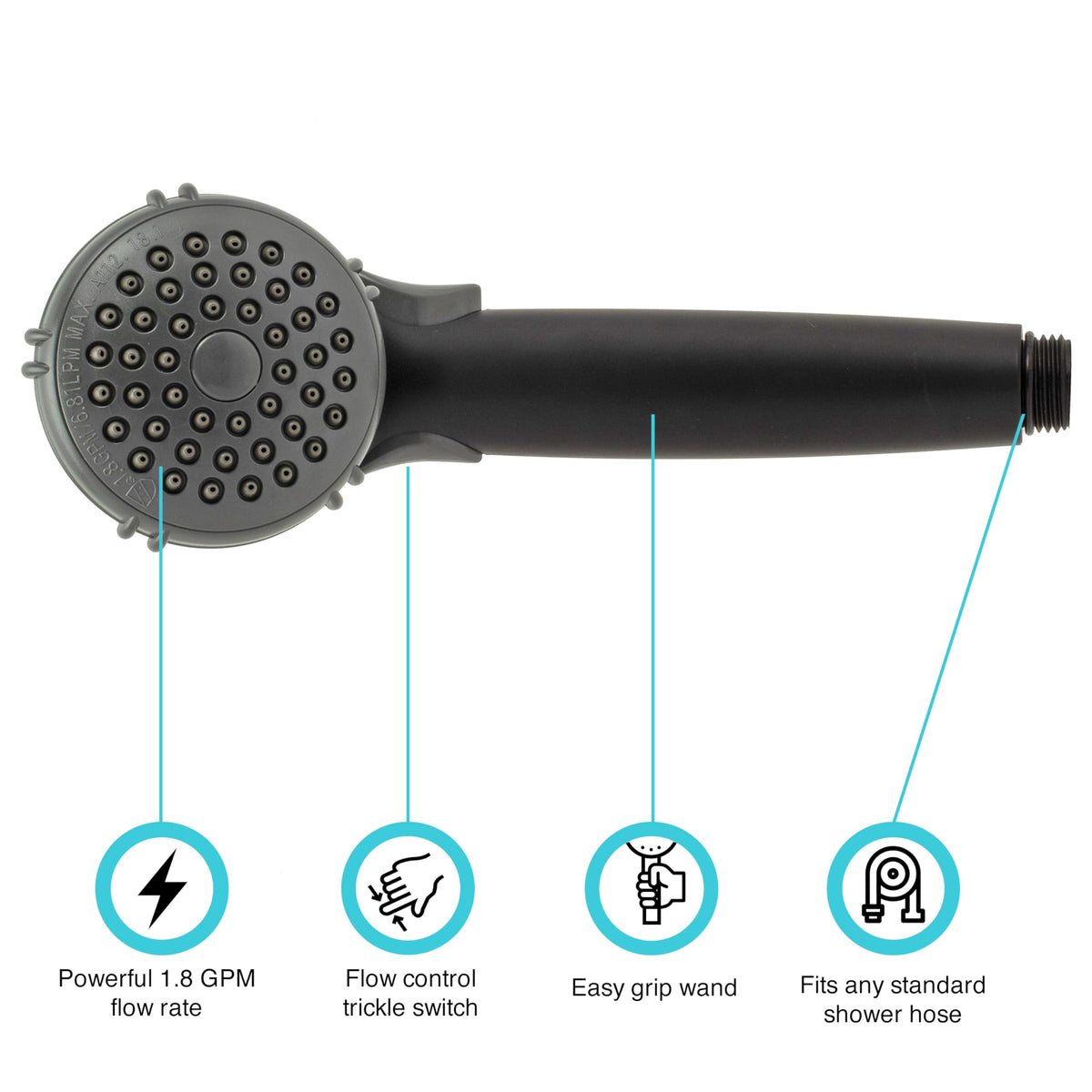DURA FAUCET DF-SA400-MB RV Handheld Shower Wand (Matte Black) RV & Camper